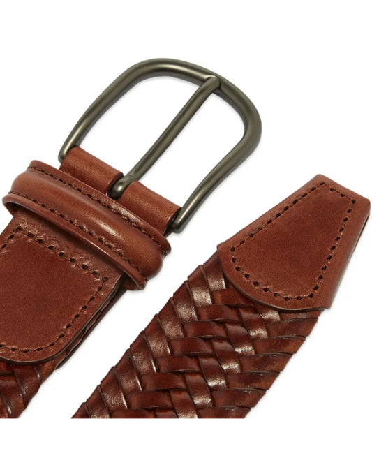 Anderson's Leather Tubular Woven Stretch Riem Cognac – productfoto 2
