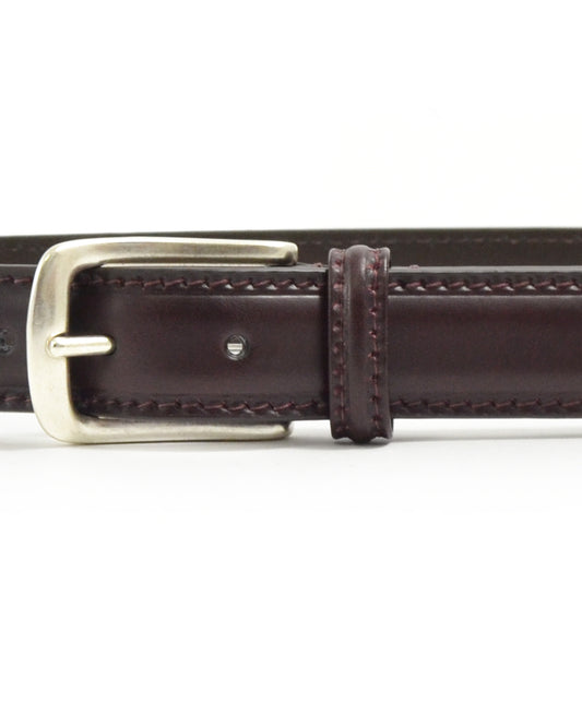 Anderson's Narrow Engraved Thick Stitch Riem Burgundy – productfoto 3