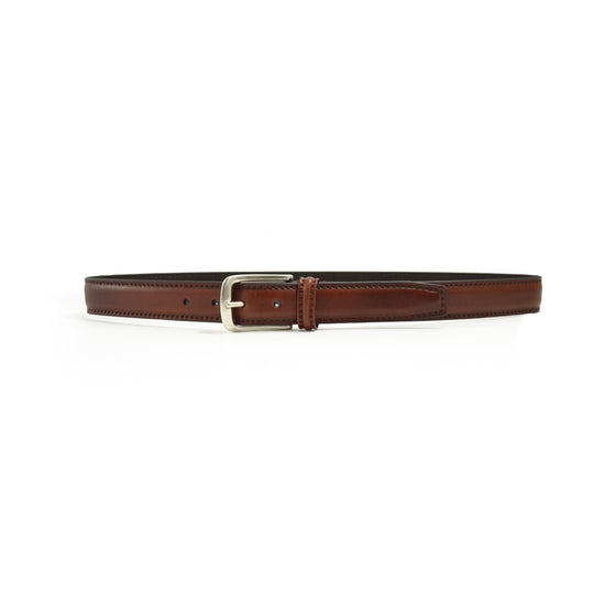 Anderson's Narrow Engraved Thick Stitch Riem Cognac – vooraanzicht