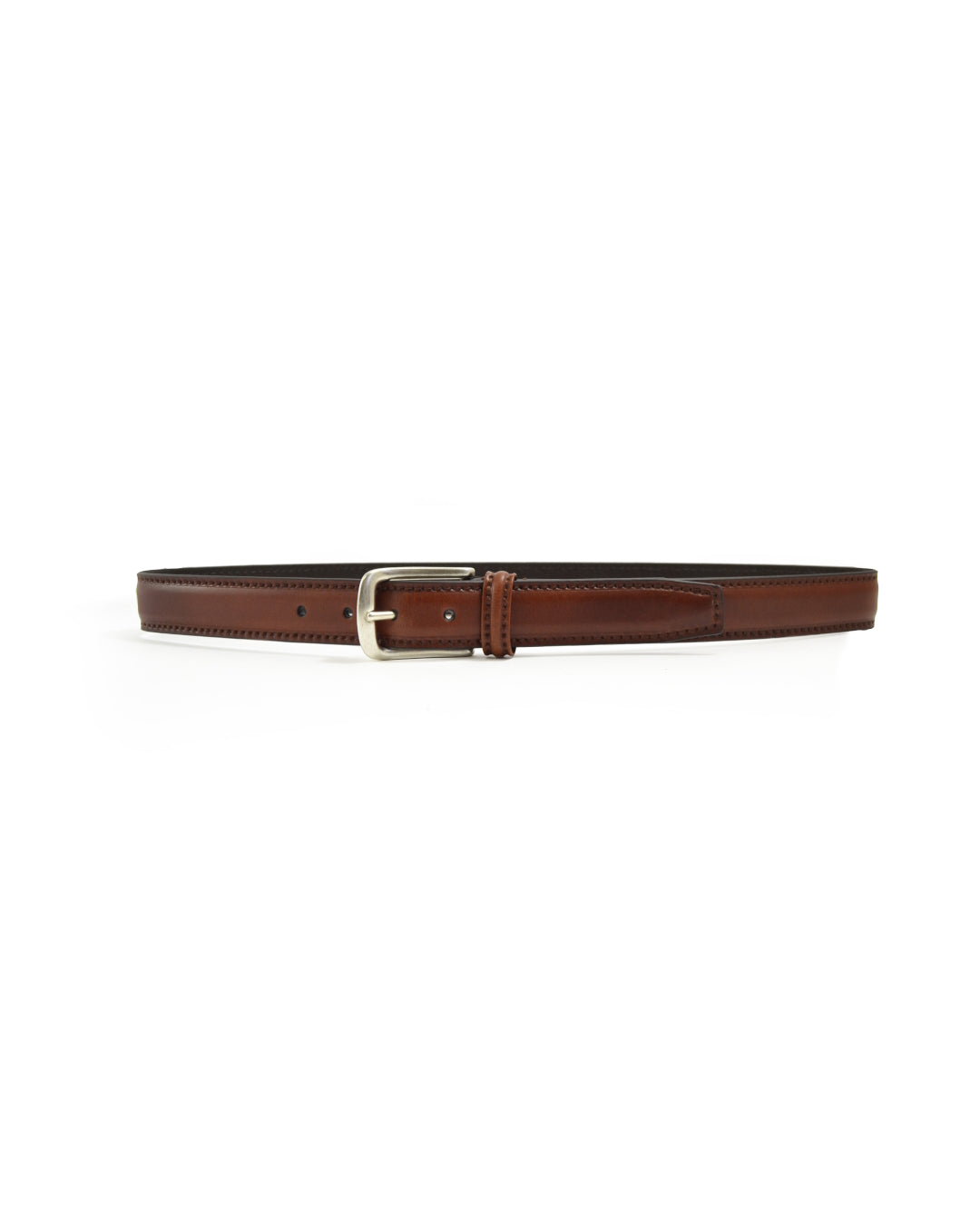 Anderson's Narrow Engraved Thick Stitch Riem Cognac – vooraanzicht