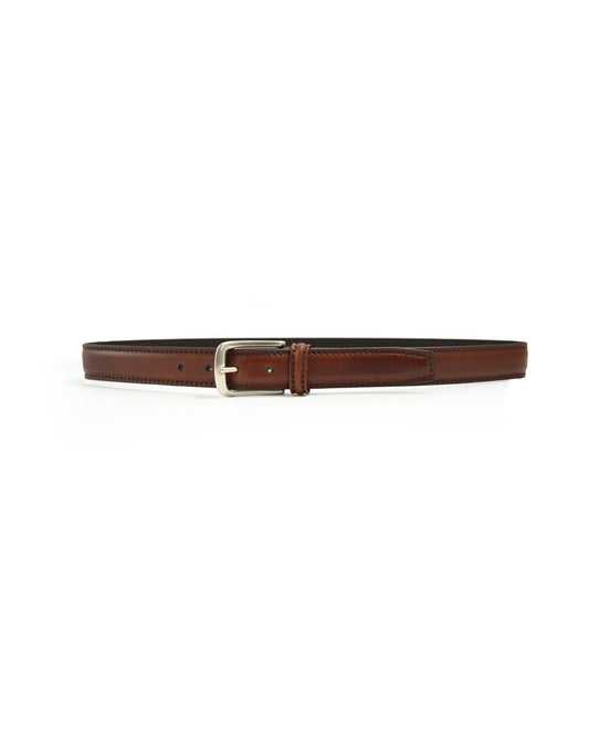 Anderson's Narrow Engraved Thick Stitch Riem Cognac – vooraanzicht