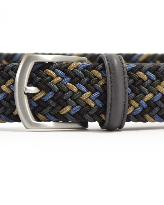 Anderson's Tubular Woven Stretch Riem Forest Green Blue Beige – productfoto 2