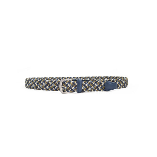 Anderson's Tubular Woven Stretch Riem Light Blue Beige Khaki – productfoto 1