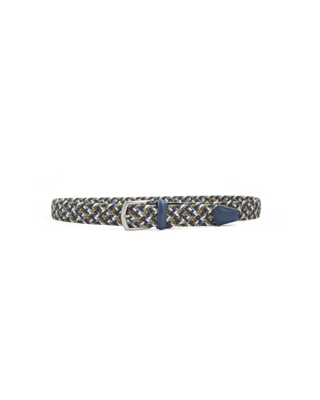 Anderson's Tubular Woven Stretch Riem Light Blue Beige Khaki – productfoto 1