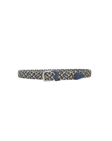 Anderson's Tubular Woven Stretch Riem Light Blue Beige Khaki – productfoto 1