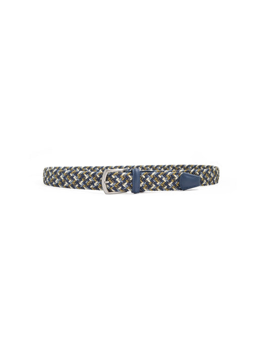Anderson's Tubular Woven Stretch Riem Light Blue Beige Khaki – productfoto 1