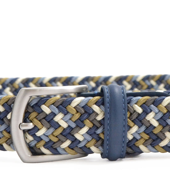 Anderson's Tubular Woven Stretch Riem Light Blue Beige Khaki – productfoto 2