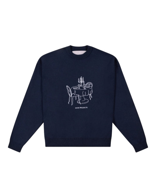 Ange Projects Bistro Knit Jumper Navy Blue bij Checkpoint Mol