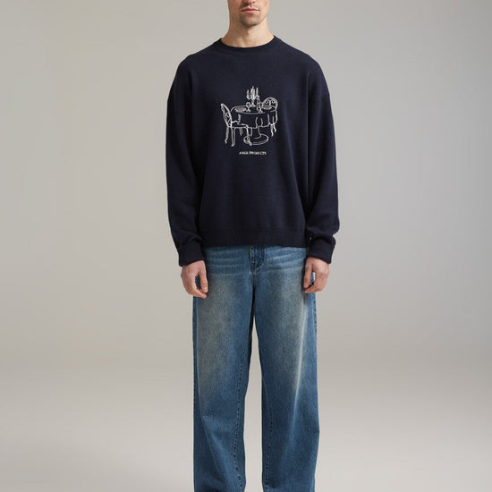 Ange Projects Bistro Knit Jumper Navy Blue productbeeld 3