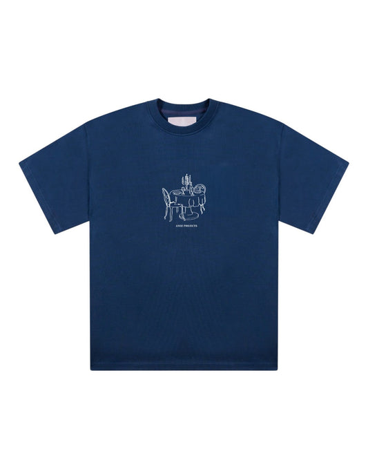 Ange Projects Bistro T-shirt Navy Blue bij Checkpoint Mol