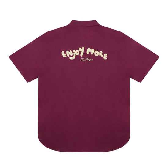 Ange Projects Enjoy More Bowling Shirt Tencel Bordeaux Red bij Checkpoint Mol