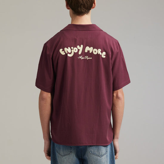 Ange Projects Enjoy More Bowling Shirt Tencel Bordeaux Red productbeeld 2
