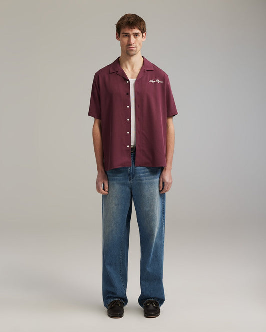 Ange Projects Enjoy More Bowling Shirt Tencel Bordeaux Red productbeeld 3