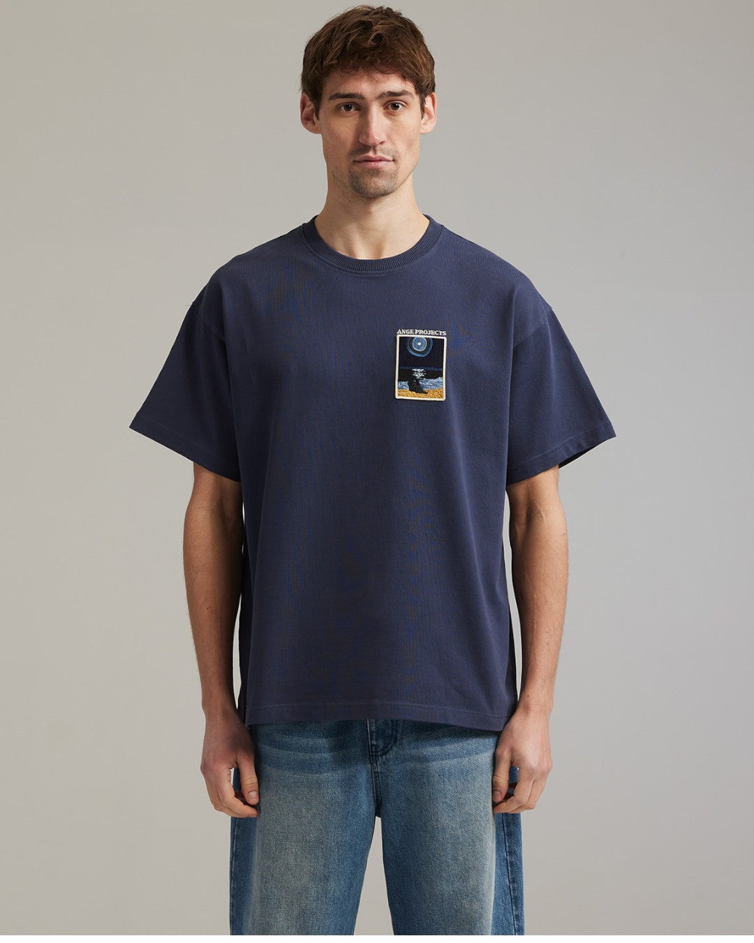 Ange Projects Night Beach Patch T-shirt Navy Blue productbeeld 2