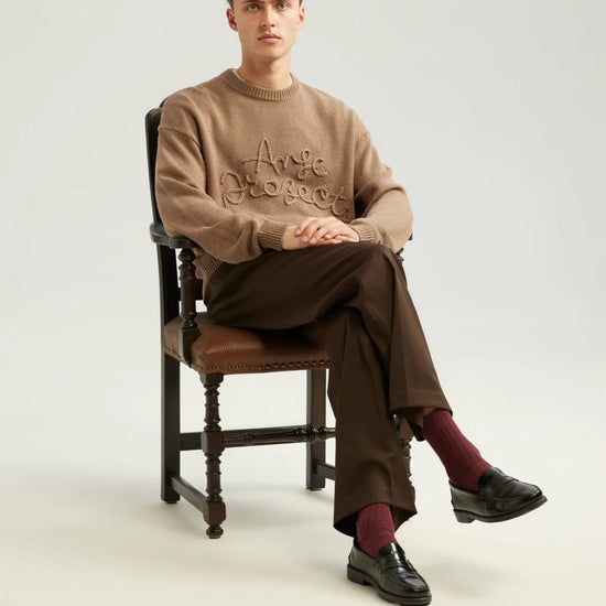 Ange Projects Rope Wool Blend Pullover Brown bij Checkpoint Mol