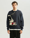 Ange Projects Winedrive Cotton Knit Pullover Navy productbeeld 2