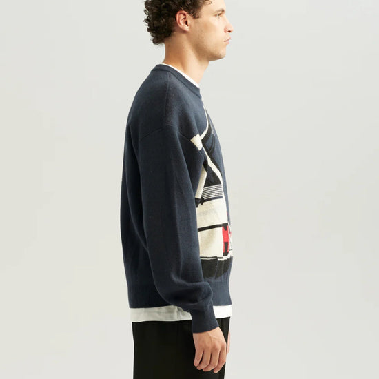 Ange Projects Winedrive Cotton Knit Pullover Navy productbeeld 3