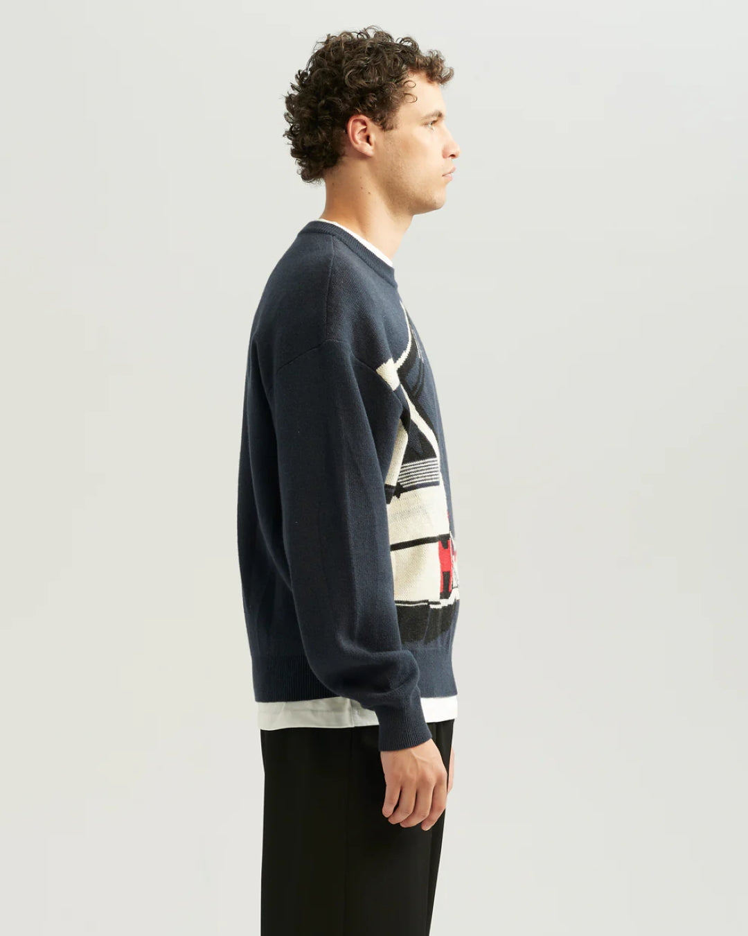 Ange Projects Winedrive Cotton Knit Pullover Navy productbeeld 3