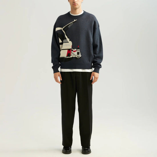 Ange Projects Winedrive Cotton Knit Pullover Navy productbeeld 4