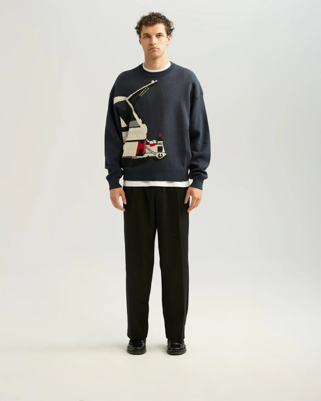 Ange Projects Winedrive Cotton Knit Pullover Navy productbeeld 4