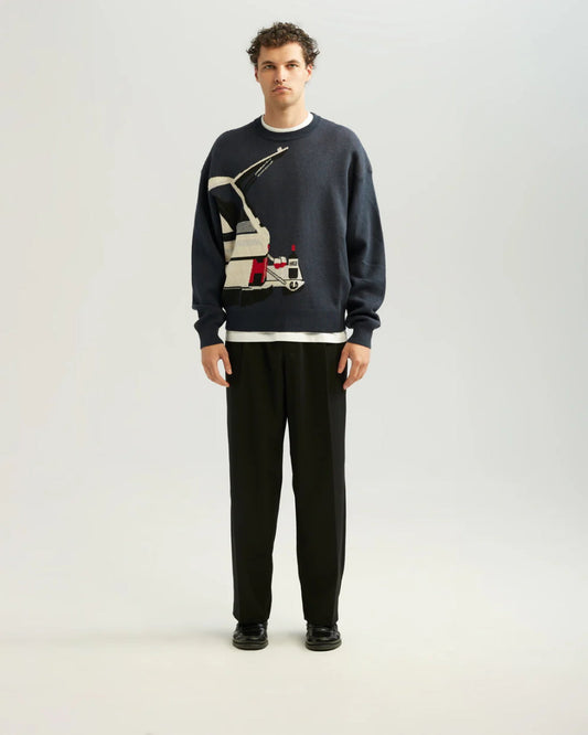 Ange Projects Winedrive Cotton Knit Pullover Navy productbeeld 4
