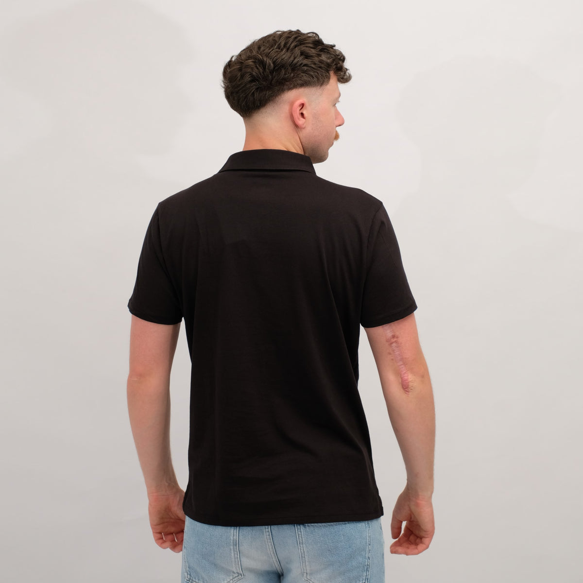 Anonym Diego Jersey Pima Cotton Relaxed Fit Button Down Polo Noir – productbeeld 3