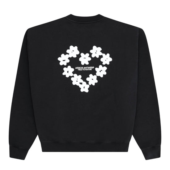 Arbor Antwerp Faded Flower Crewneck Black unisex sweater