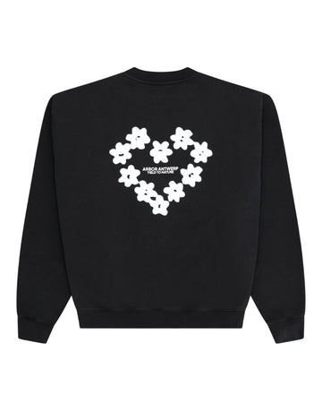 Arbor Antwerp Faded Flower Crewneck Black unisex sweater
