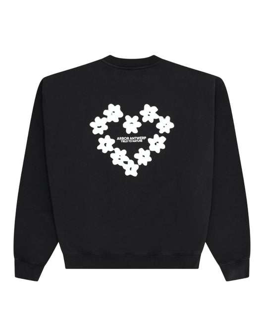 Arbor Antwerp Faded Flower Crewneck Black unisex sweater