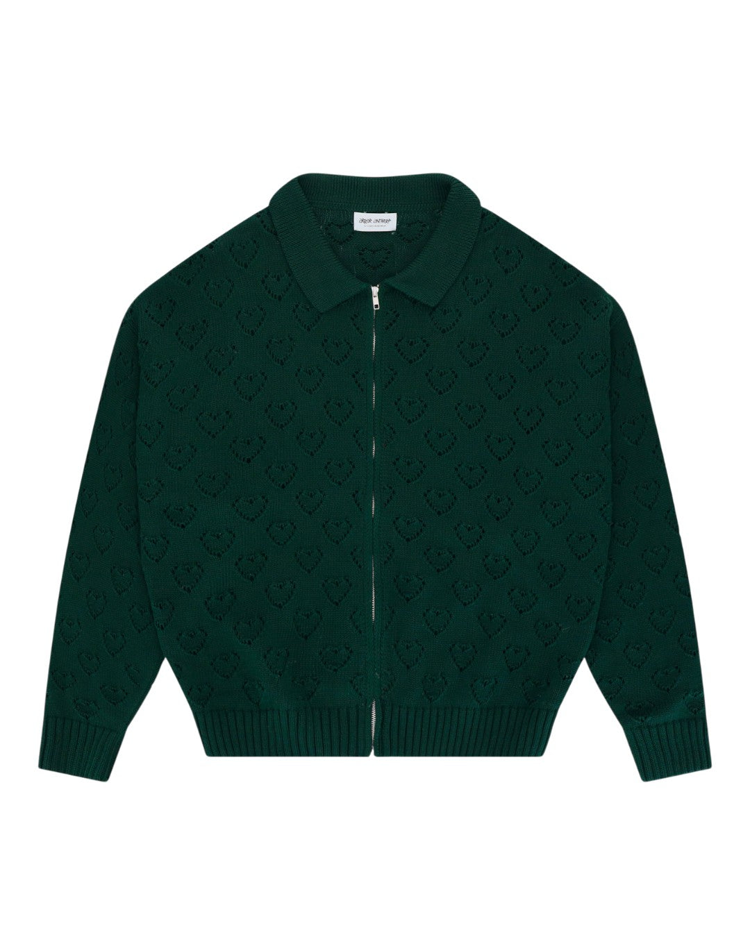 Arbor Antwerp Heart Zip Knit Green uit de AW26 Yield to Nature Packshot