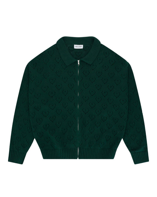 Arbor Antwerp Heart Zip Knit Green uit de AW26 Yield to Nature Packshot