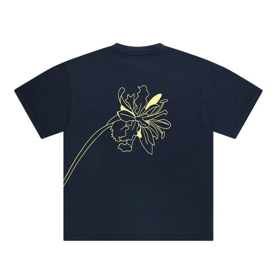 Arbor Antwerp Outline Flower T-Shirt Blue unisex