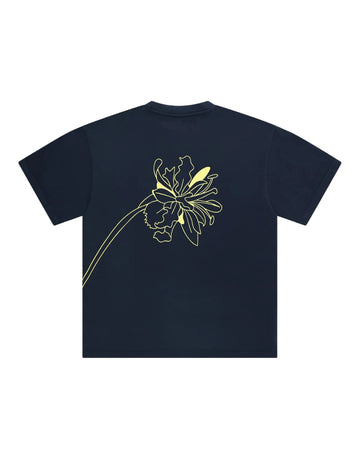Arbor Antwerp Outline Flower T-Shirt Blue unisex