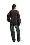 Arbor Antwerp Big Application Crewneck Coffee met boxy oversized fit