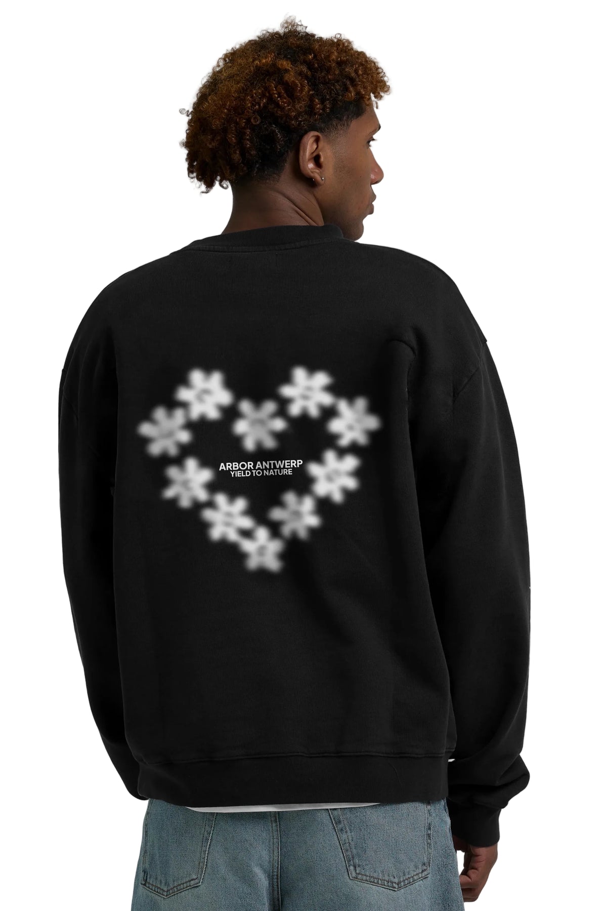 Achterkant Arbor Antwerp Faded Flower zwarte sweater met borduurwerk