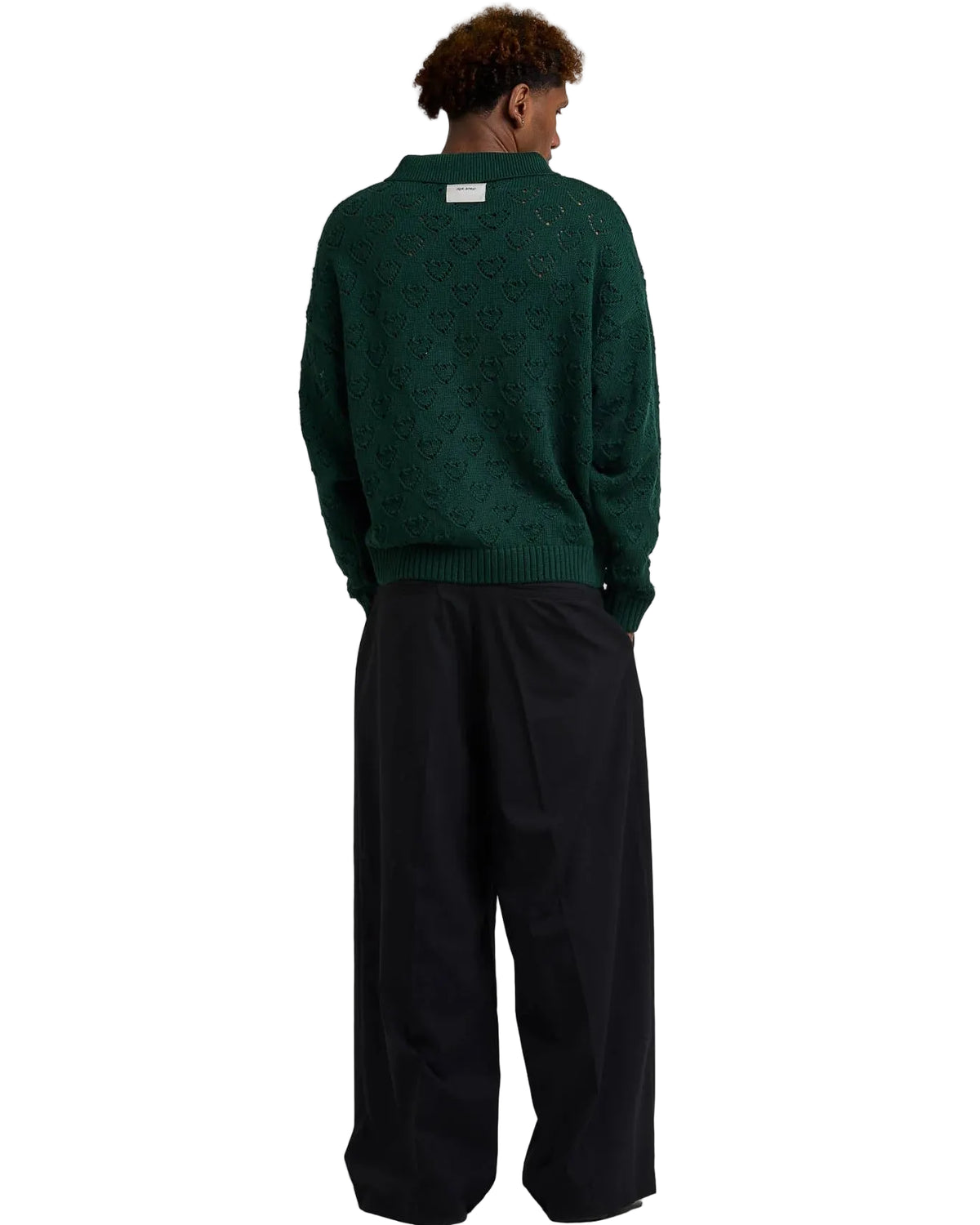 Achterkant Arbor Antwerp Heart Zip Knit Green met hartmotief