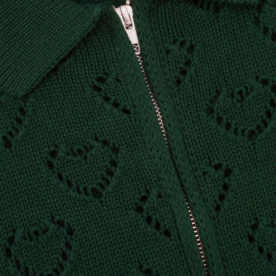 Detail Arbor Antwerp Heart Zip Knit Green met ritssluiting