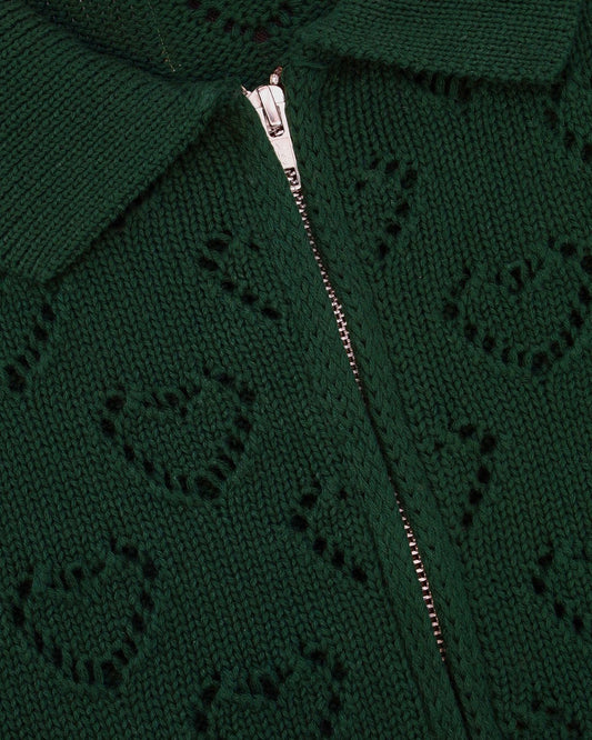 Detail Arbor Antwerp Heart Zip Knit Green met ritssluiting