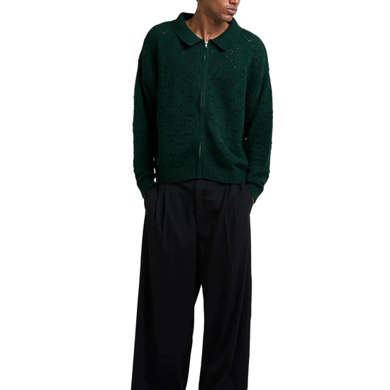 Voorkant Arbor Antwerp Heart Zip Knit Green met hartmotief