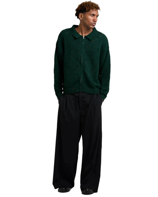 Voorkant Arbor Antwerp Heart Zip Knit Green met hartmotief