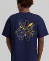 Achterkant Arbor Antwerp Outline Flower T-Shirt Blue