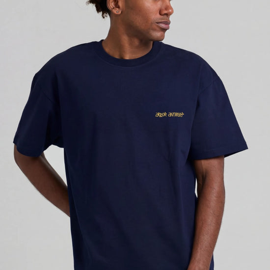 Voorkant Arbor Antwerp Outline Flower T-Shirt Blue