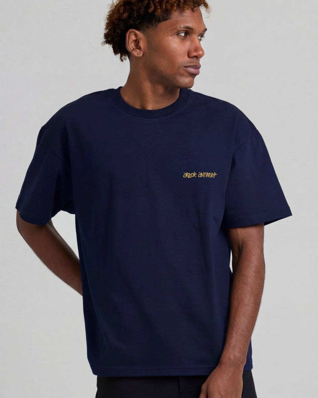 Voorkant Arbor Antwerp Outline Flower T-Shirt Blue