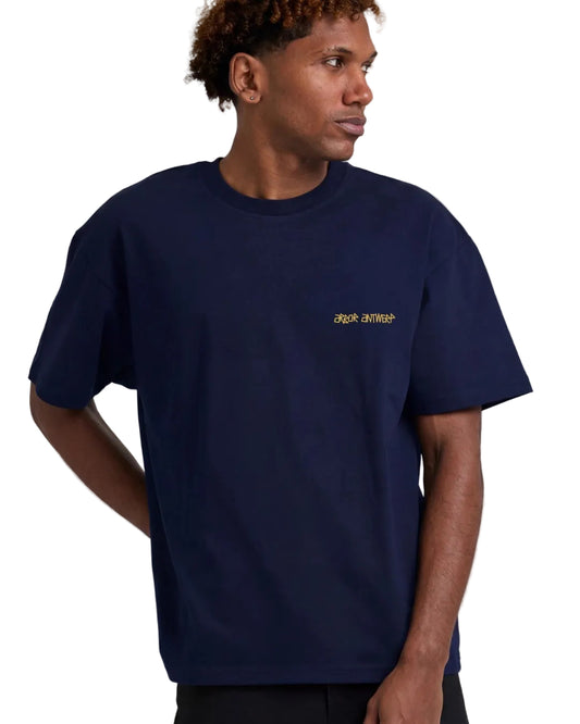 Voorkant Arbor Antwerp Outline Flower T-Shirt Blue