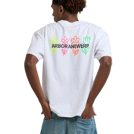 Achterkant Arbor Antwerp Pixel Flower wit T-shirt