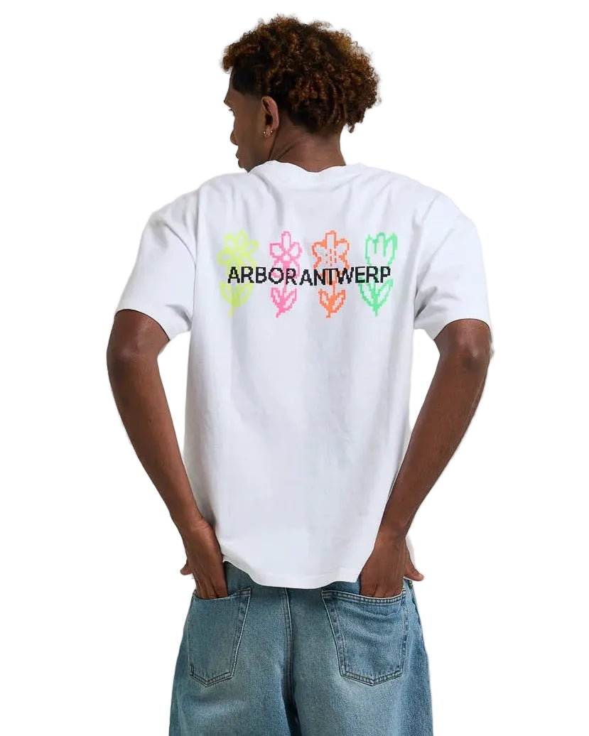 Achterkant Arbor Antwerp Pixel Flower wit T-shirt