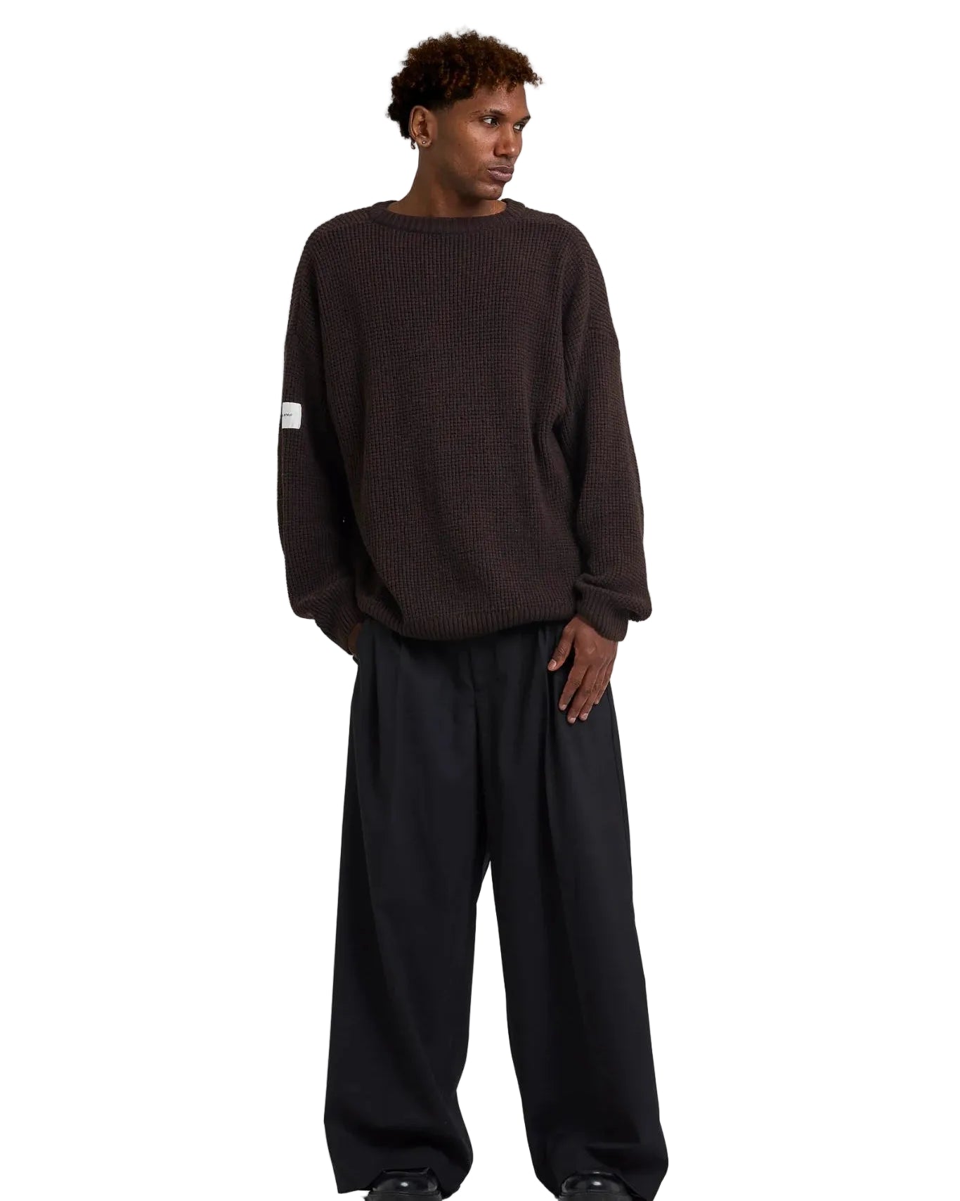 Voorkant Arbor Antwerp Textured Knit Brown van gerecycleerde wol