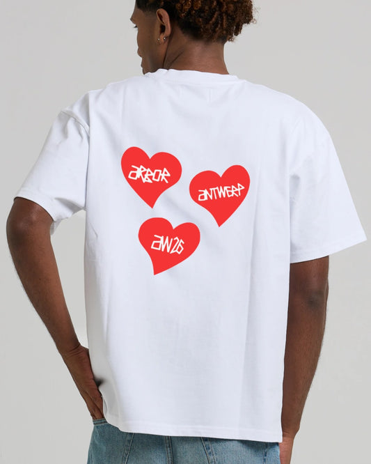 Arbor Antwerp Triple Love rood heren T-shirt in boxy oversized fit