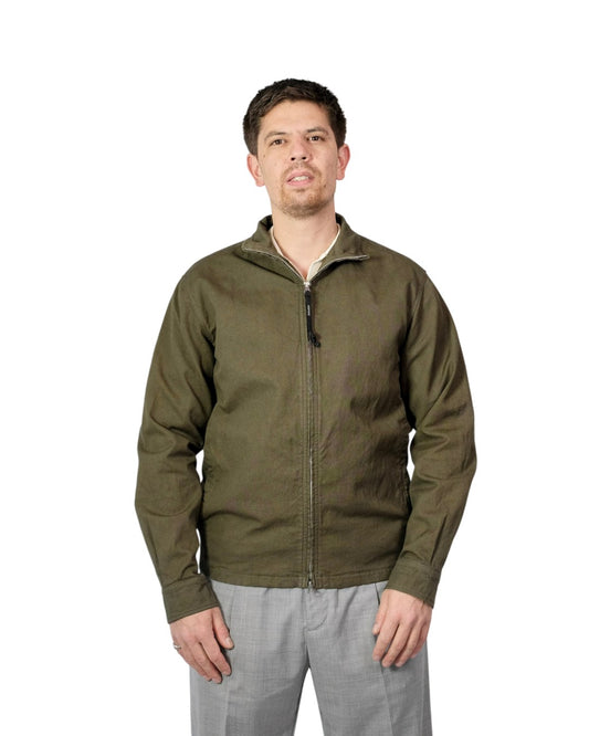 Aspesi Kong Cotton Linen Overshirt Military Green