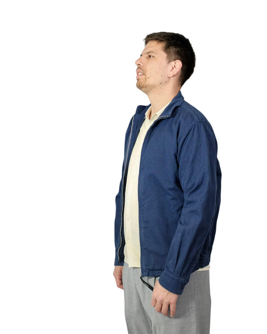 Aspesi Kong Cotton Linen Overshirt Airforce Blue